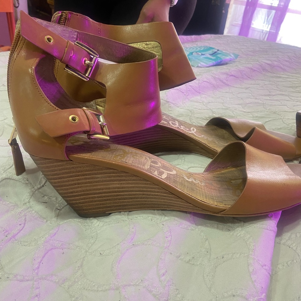 Sam Edelman Tan Leather Wedges